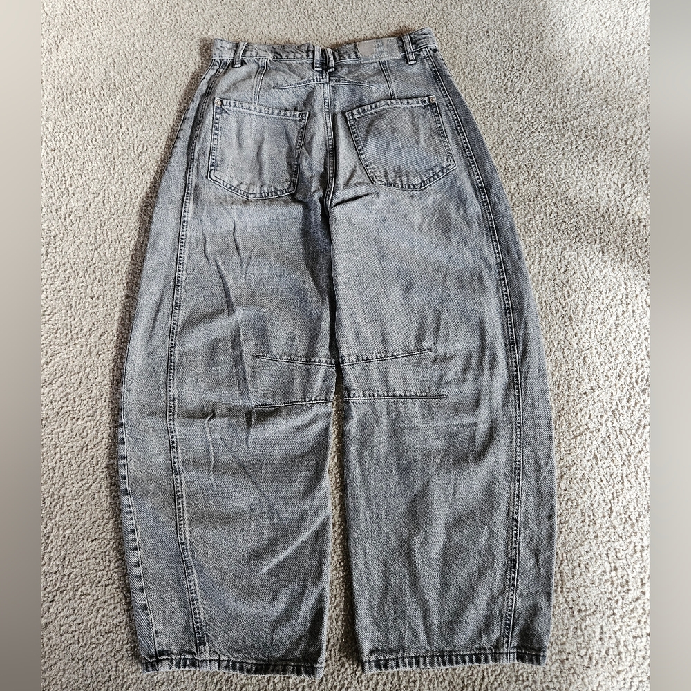 Free People Good Luck Barrel Jeans Mid Rise Distressed Relaxed Kismet  28 NWOT - Picture 13 of 15